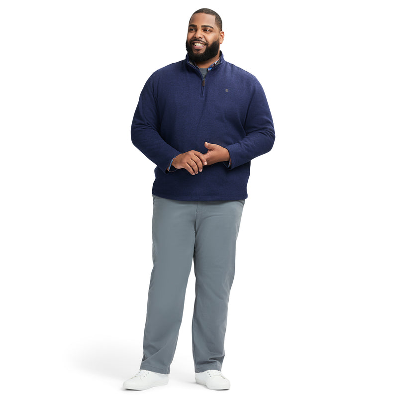 BIG AND TALL QUARTER ZIP SWEATER FLEECE - NAVY BLAZER