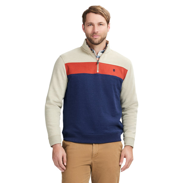 ADVANTAGE PERFORMANCE COLORBLOCK QUARTER ZIP FLEECE - CAMEL HTHR