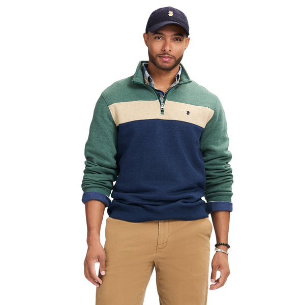 ADVANTAGE PERFORMANCE COLORBLOCK QUARTER ZIP FLEECE - DARK FOREST