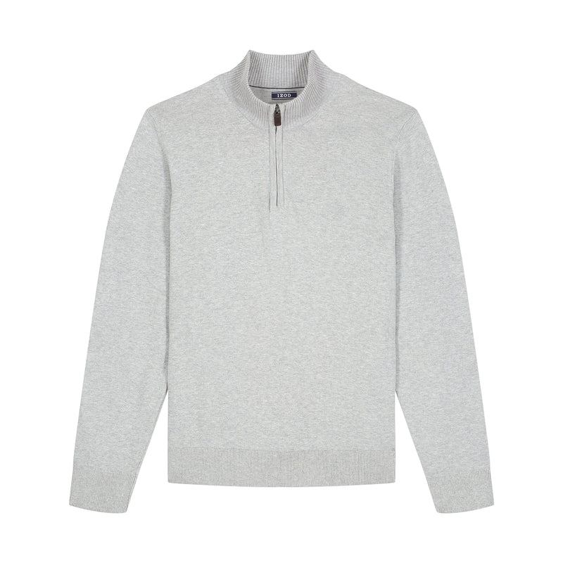 PREMIUM ESSENTIALS QUARTER ZIP SWEATER - LT GREY HTHR