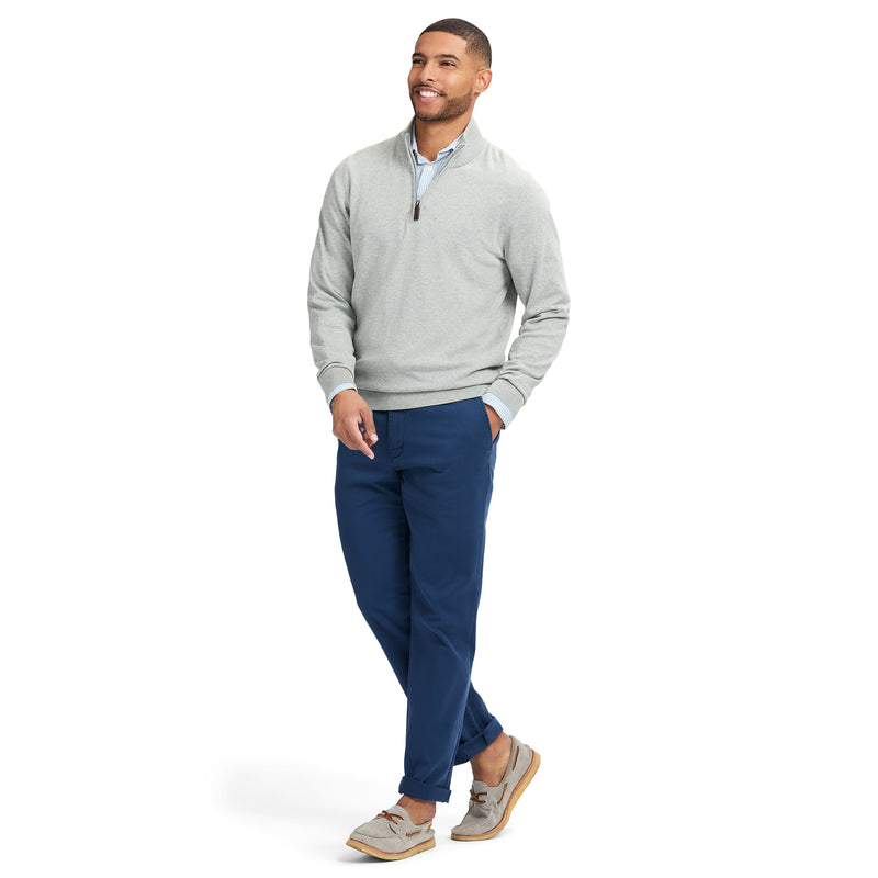 PREMIUM ESSENTIALS QUARTER ZIP SWEATER - LT GREY HTHR