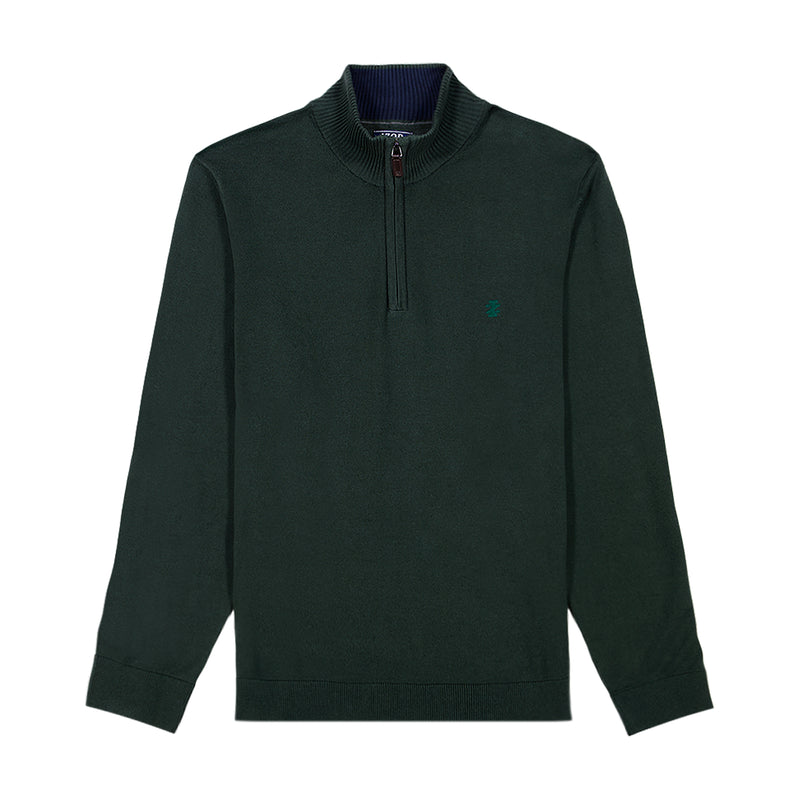 PREMIUM ESSENTIALS QUARTER ZIP SWEATER - DEEP FOREST