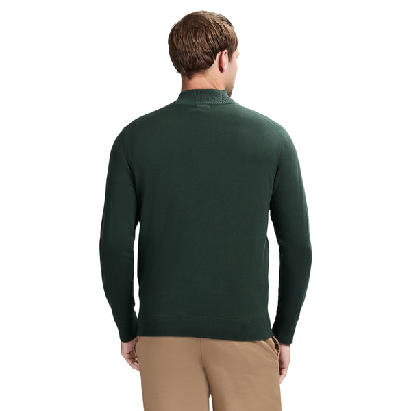 PREMIUM ESSENTIALS QUARTER ZIP SWEATER - DEEP FOREST