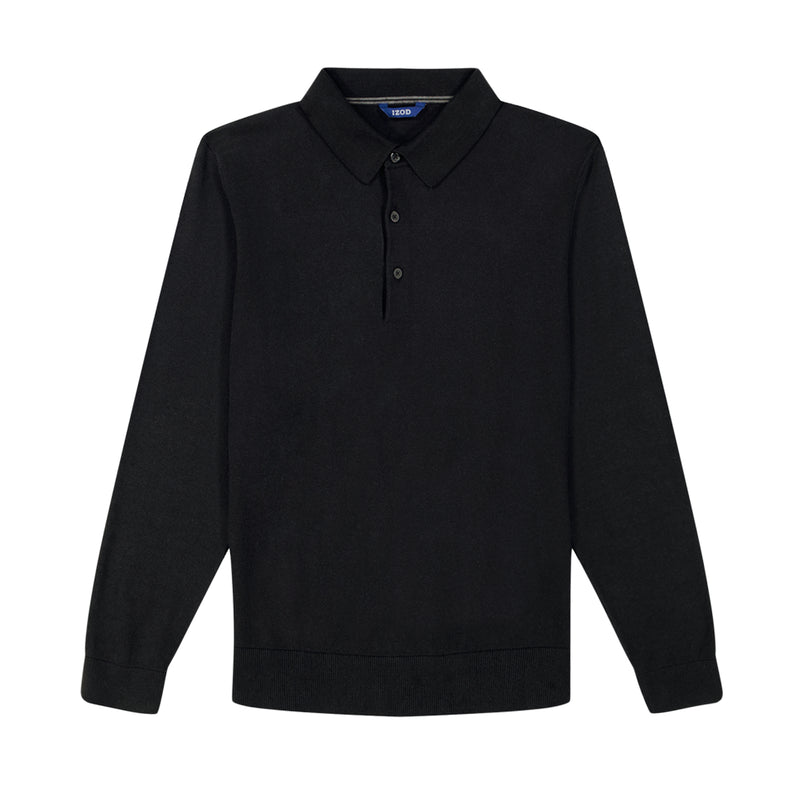 PREMIUM ESSENTIALS SWEATER POLO - BLACK