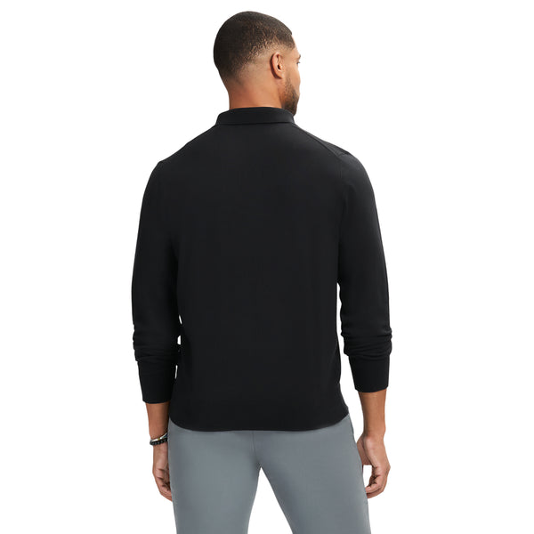 PREMIUM ESSENTIALS SWEATER POLO - BLACK