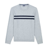 CLASSIC STRIPED CREWNECK SWEATER - LT GREY HTHR