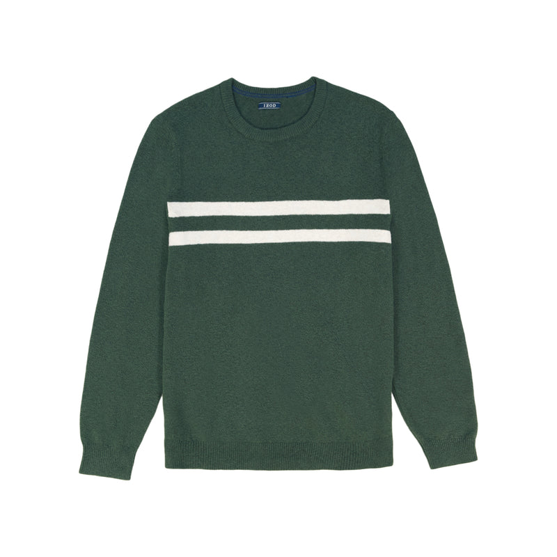 CLASSIC STRIPED CREWNECK SWEATER - DEEP FOREST