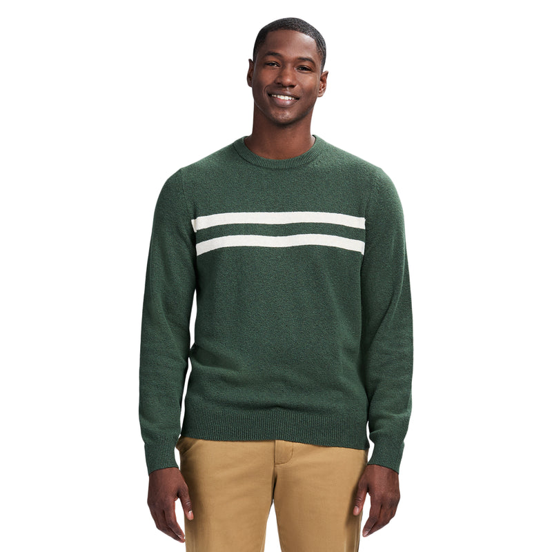 CLASSIC STRIPED CREWNECK SWEATER - DEEP FOREST