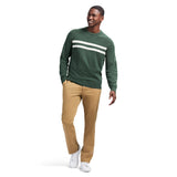 CLASSIC STRIPED CREWNECK SWEATER - DEEP FOREST