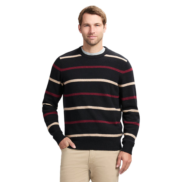 CLASSIC STRIPED CREWNECK SWEATER - BLACK