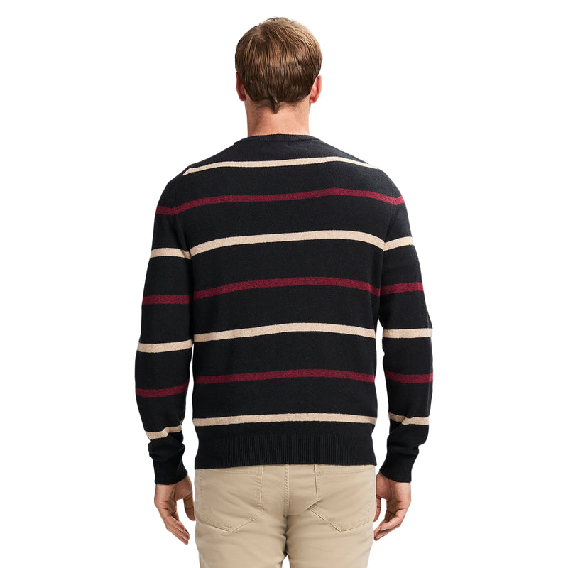 CLASSIC STRIPED CREWNECK SWEATER - BLACK