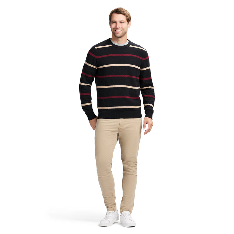 CLASSIC STRIPED CREWNECK SWEATER - BLACK