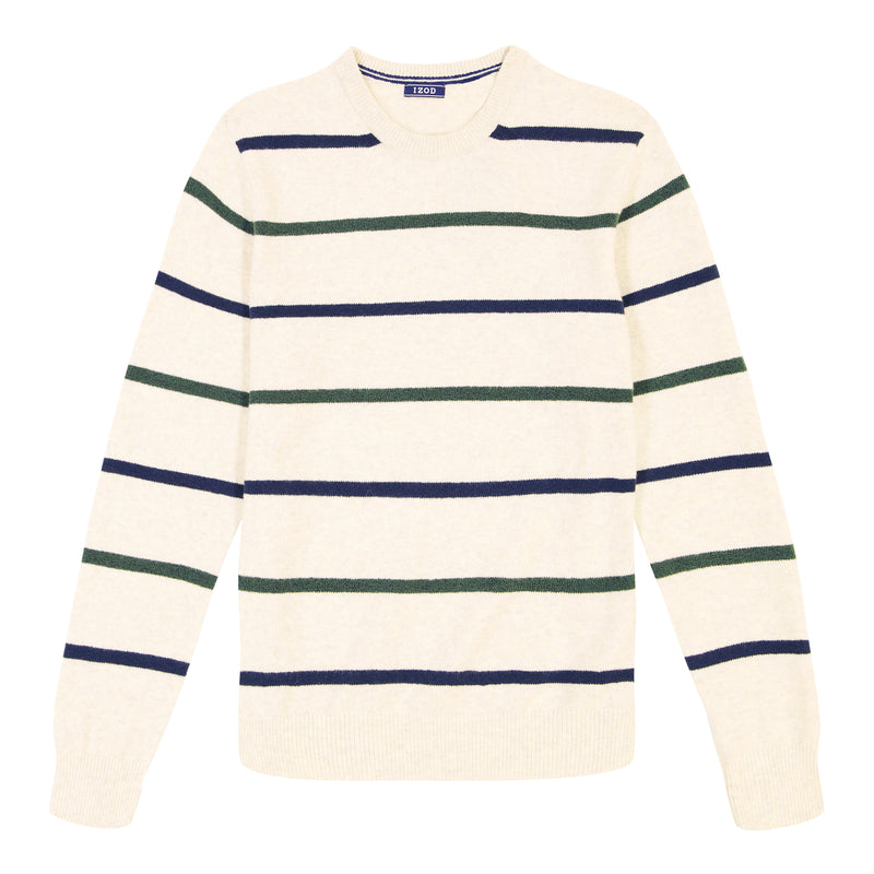 CLASSIC STRIPED CREWNECK SWEATER - ROCK HTHR