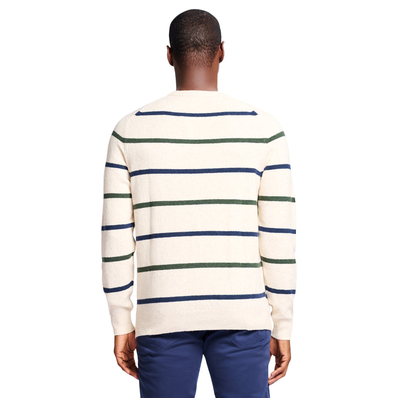 CLASSIC STRIPED CREWNECK SWEATER - ROCK HTHR