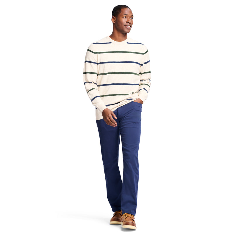 CLASSIC STRIPED CREWNECK SWEATER - ROCK HTHR