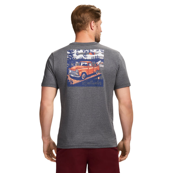 SALTWATER SHORT SLEEVE 
GRAPHIC TEE - CARBON HTHR