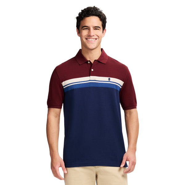 ADVANTAGE PERFORMANCE SHORT SLEEVE STRIPED POLO - VELVET MAROON