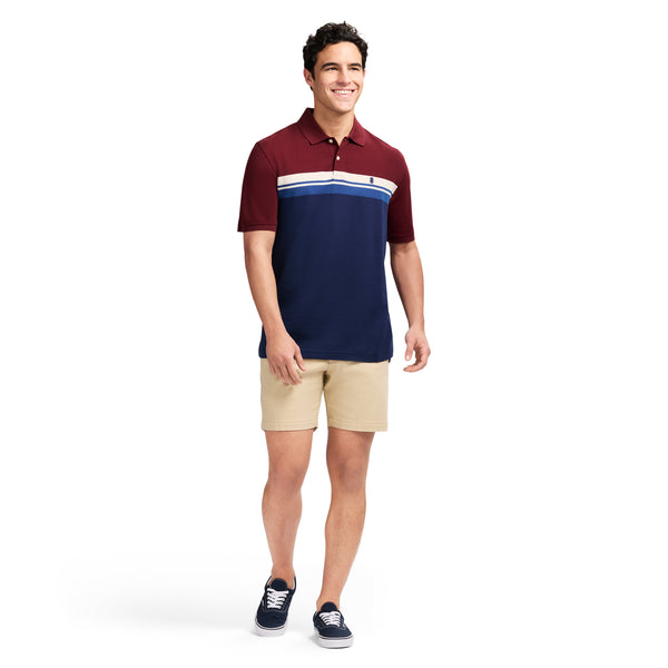 ADVANTAGE PERFORMANCE SHORT SLEEVE STRIPED POLO - VELVET MAROON