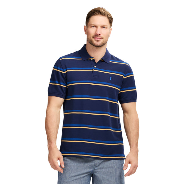 ADVANTAGE PERFORMANCE SHORT SLEEVE STRIPED POLO - MEDIEVAL BLUE
