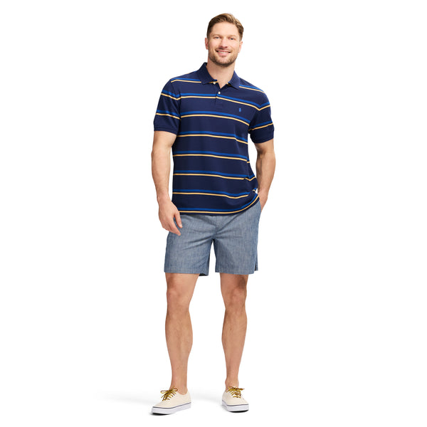 ADVANTAGE PERFORMANCE SHORT SLEEVE STRIPED POLO - MEDIEVAL BLUE