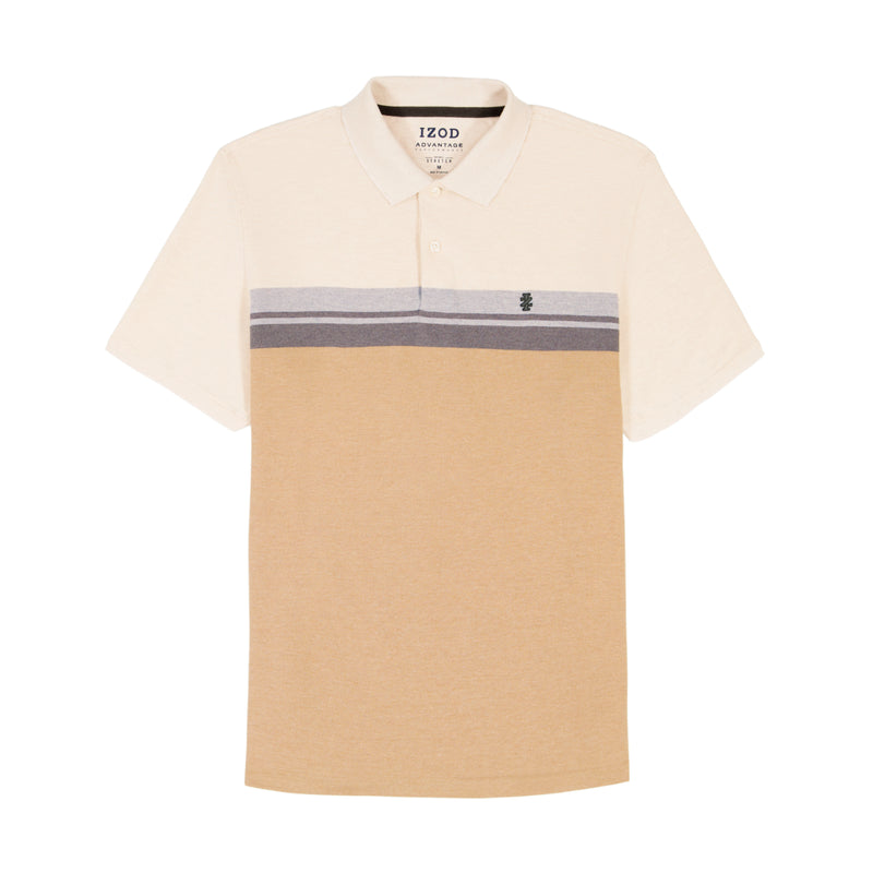 ADVANTAGE PERFORMANCE SHORT SLEEVE STRIPED POLO - ROCK HTHR