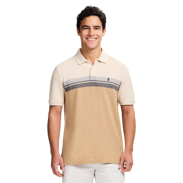 ADVANTAGE PERFORMANCE SHORT SLEEVE STRIPED POLO - ROCK HTHR