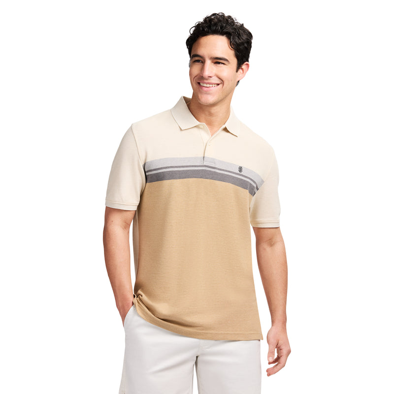 ADVANTAGE PERFORMANCE SHORT SLEEVE STRIPED POLO - ROCK HTHR