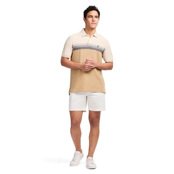 ADVANTAGE PERFORMANCE SHORT SLEEVE STRIPED POLO - ROCK HTHR