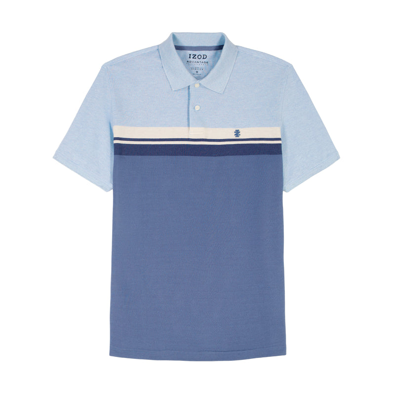 ADVANTAGE PERFORMANCE SHORT SLEEVE STRIPED POLO - BLUE HEATHER