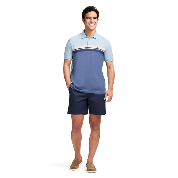 ADVANTAGE PERFORMANCE SHORT SLEEVE STRIPED POLO - BLUE HEATHER