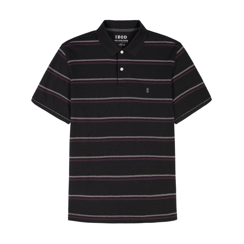 ADVANTAGE PERFORMANCE SHORT SLEEVE STRIPED POLO - BLACK