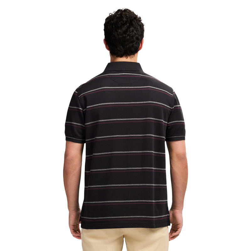 ADVANTAGE PERFORMANCE SHORT SLEEVE STRIPED POLO - BLACK