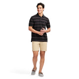 ADVANTAGE PERFORMANCE SHORT SLEEVE STRIPED POLO - BLACK