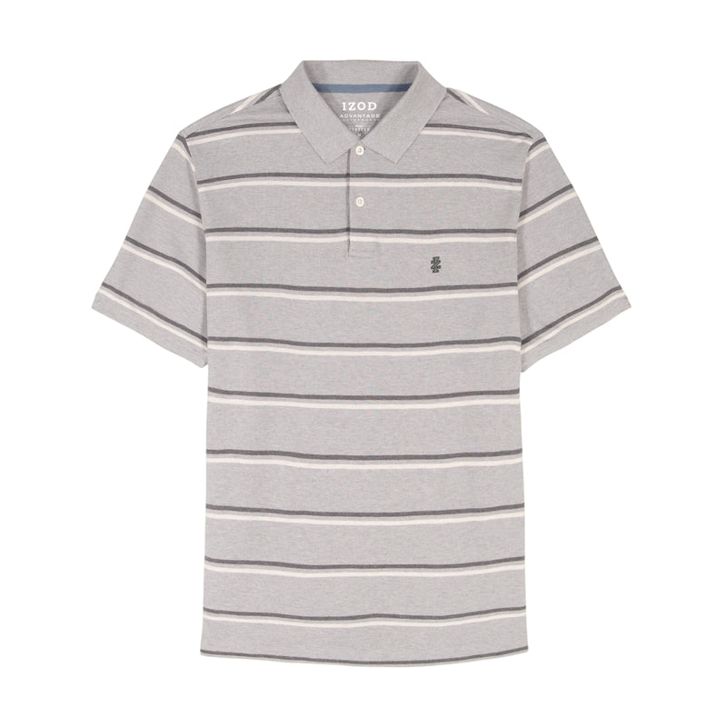 ADVANTAGE PERFORMANCE SHORT SLEEVE STRIPED POLO - GREY HEATHER