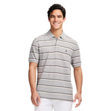 ADVANTAGE PERFORMANCE SHORT SLEEVE STRIPED POLO - GREY HEATHER