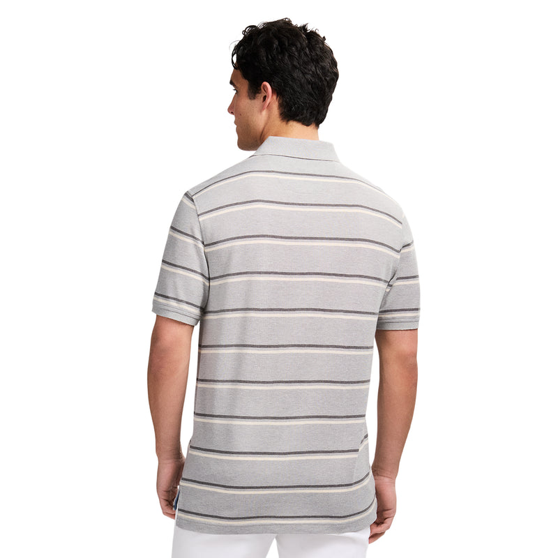 ADVANTAGE PERFORMANCE SHORT SLEEVE STRIPED POLO - GREY HEATHER