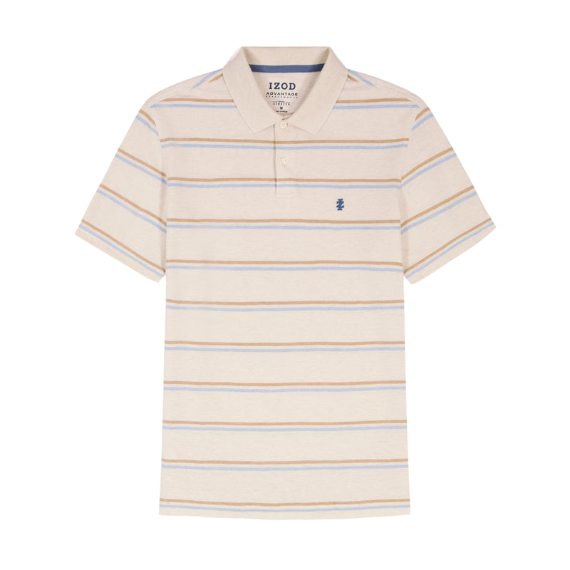 ADVANTAGE PERFORMANCE SHORT SLEEVE STRIPED POLO - ROCK HTHR