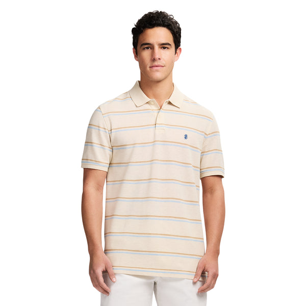 ADVANTAGE PERFORMANCE SHORT SLEEVE STRIPED POLO - ROCK HTHR