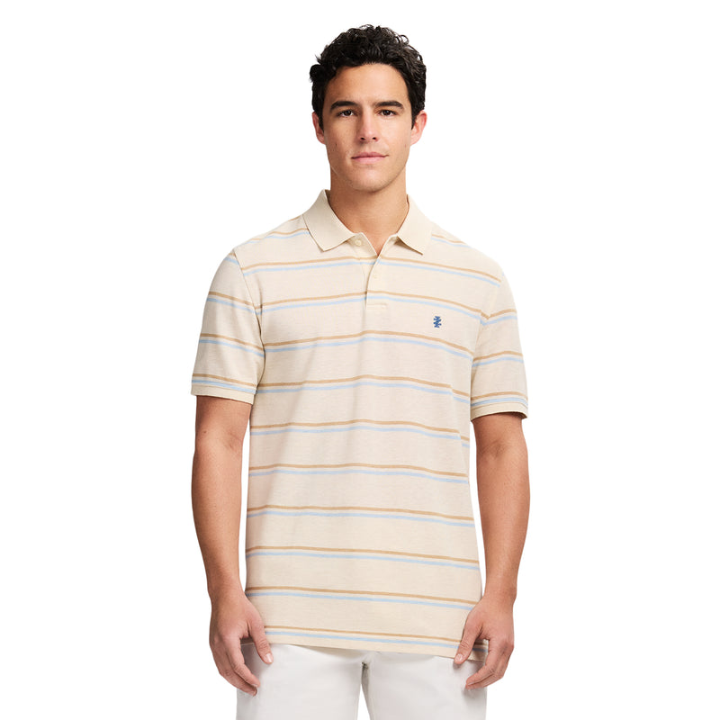 ADVANTAGE PERFORMANCE SHORT SLEEVE STRIPED POLO - ROCK HTHR