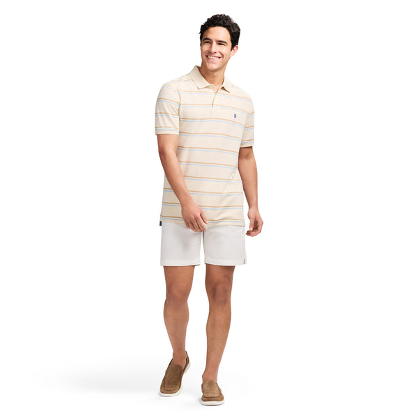 ADVANTAGE PERFORMANCE SHORT SLEEVE STRIPED POLO - ROCK HTHR