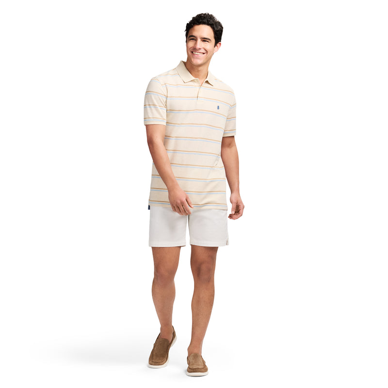 ADVANTAGE PERFORMANCE SHORT SLEEVE STRIPED POLO - ROCK HTHR