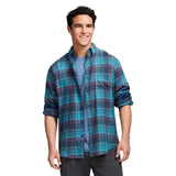 STRATTON FLANNEL LONG SLEEVE 
BUTTON DOWN SHIRT - BLUE CORAL