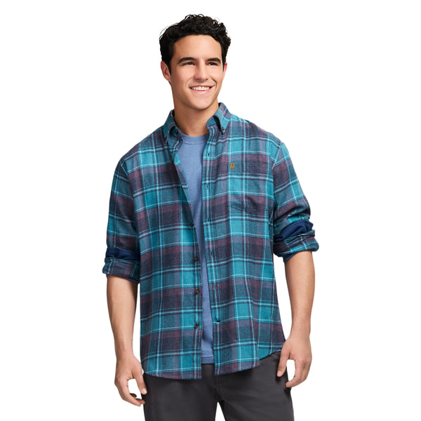 STRATTON FLANNEL LONG SLEEVE 
BUTTON DOWN SHIRT - BLUE CORAL