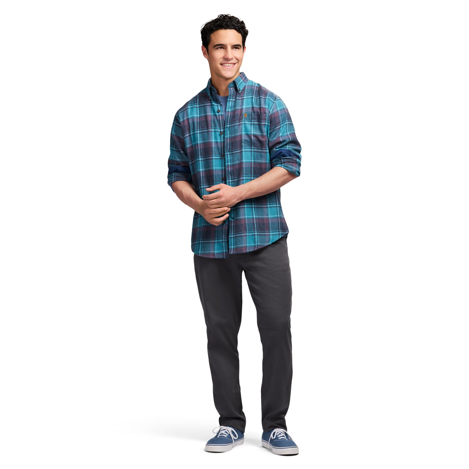 Stratton Flannel Long Sleeve Button Down Shirt - Blue Coral – IZOD