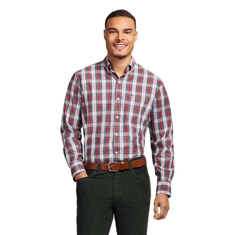HOLIDAY TARTAN LONG SLEEVE 
BUTTON DOWN SHIRT - SCARLET SAGE