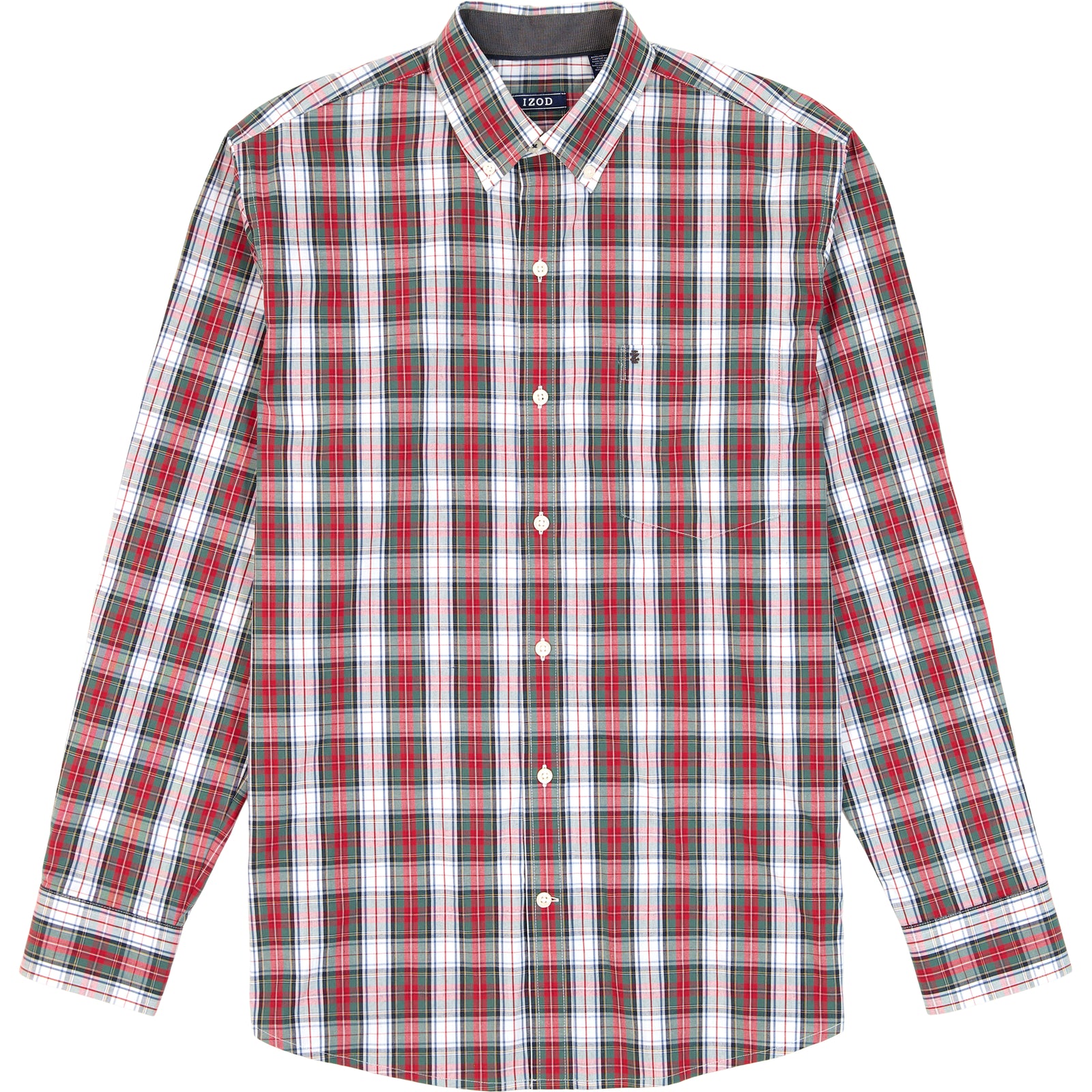 Big & Tall Holiday Tartan Long Sleeve Button Down Shirt - Scarlet