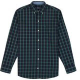 BIG & TALL HOLIDAY TARTAN LONG SLEEVE BUTTON DOWN SHIRT - BLACK