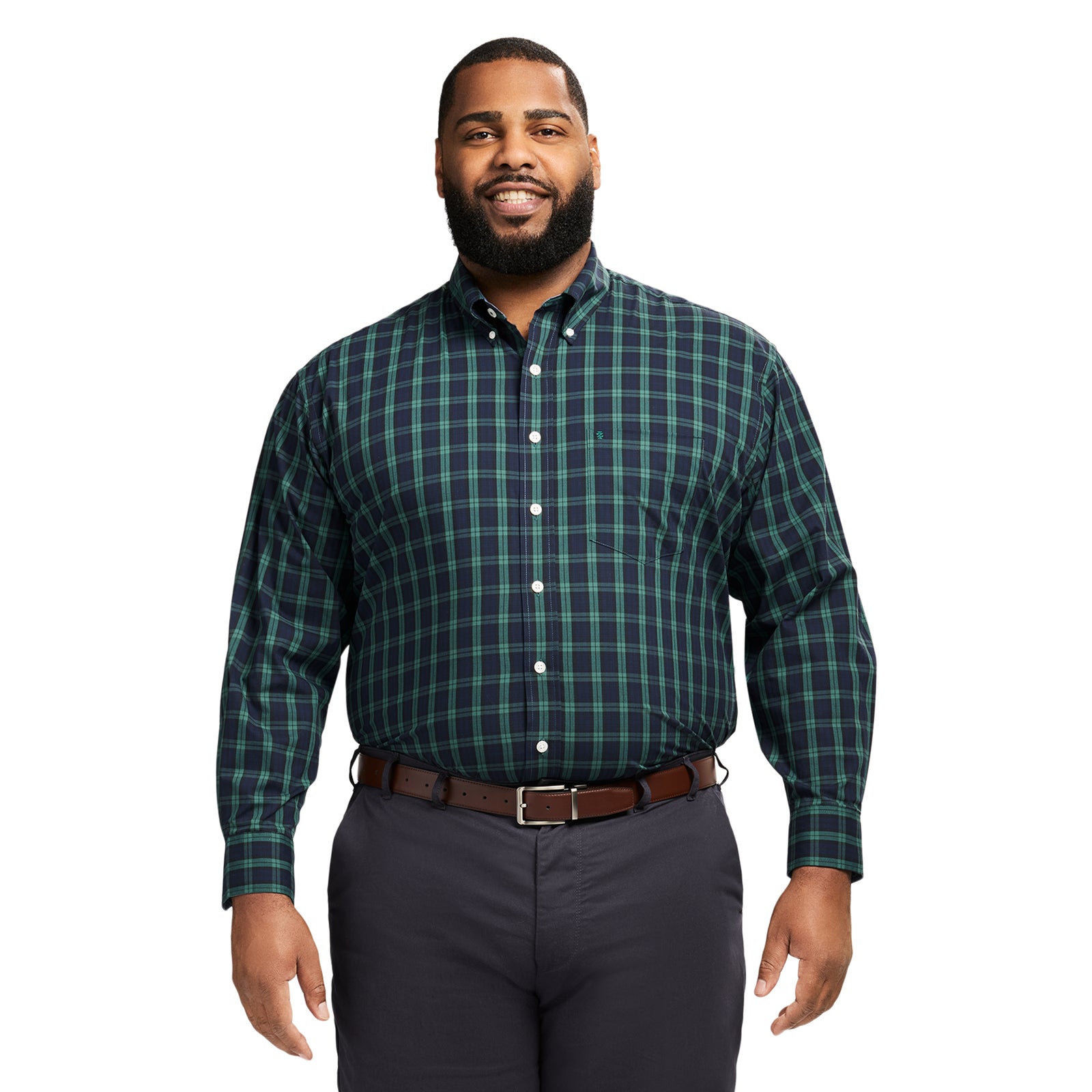 Big & Tall Holiday Tartan Long Sleeve Button Down Shirt - Black – IZOD