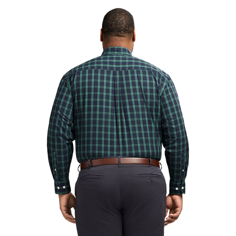 BIG & TALL HOLIDAY TARTAN LONG SLEEVE BUTTON DOWN SHIRT - BLACK