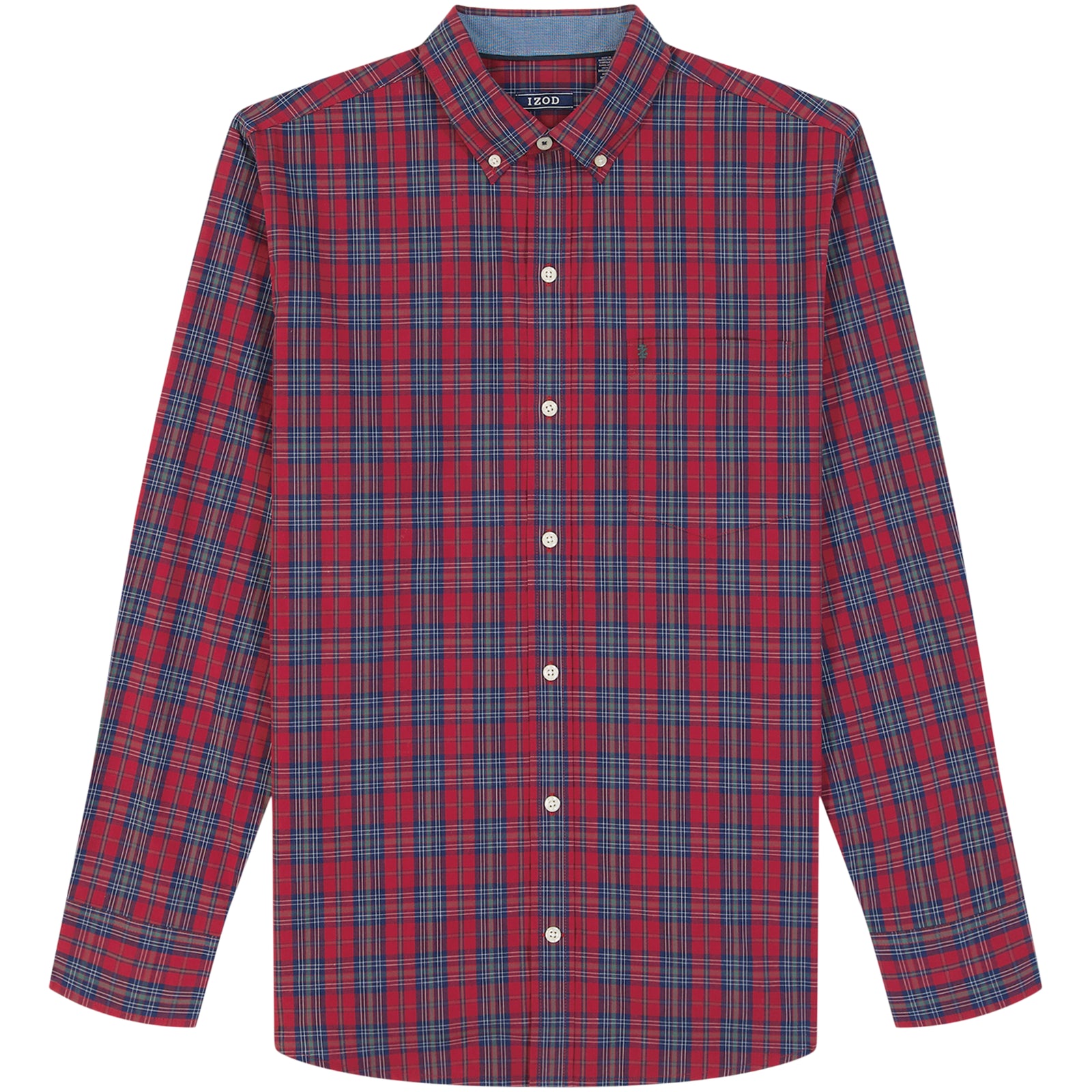 Holiday Tartan Long Sleeve Button Down Shirt - Red Dahlia – IZOD